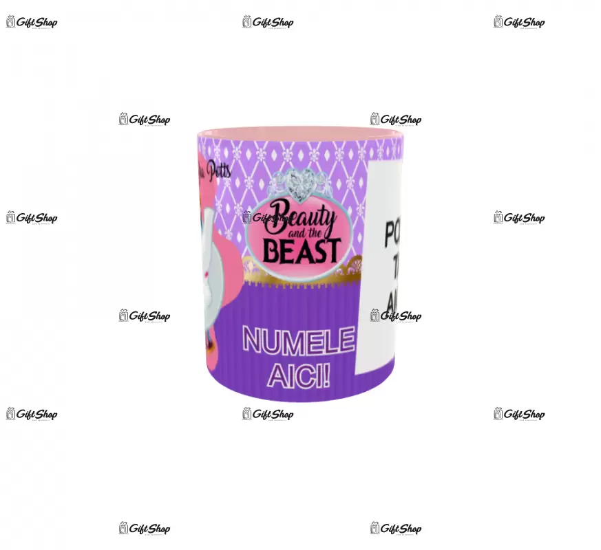 Beauty and the beast, model 1, cana din ceramica, 330ml, personalizata cu poza si text