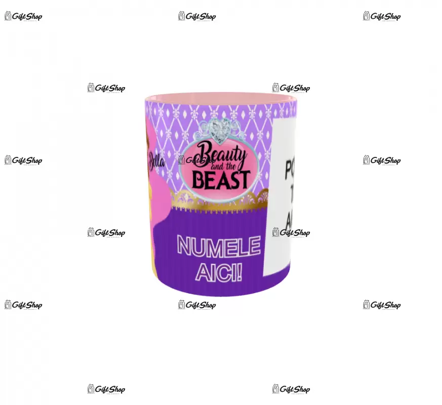 Beauty and the beast, model 7, cana din ceramica, 330ml, personalizata cu poza si text