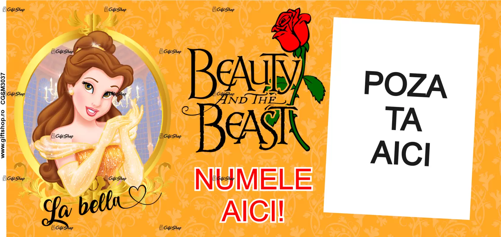 Beauty and the beast, model 9, cana din ceramica, 330ml, personalizata cu poza si text