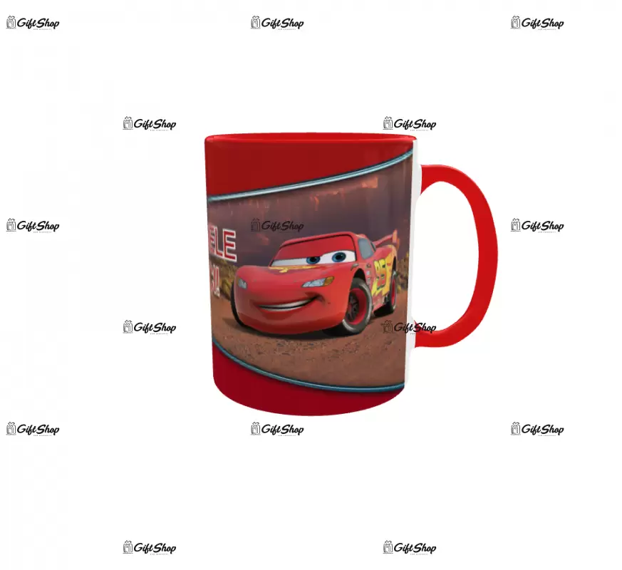 Fulger mc queen, model 1, cana din ceramica, 330ml, personalizata cu poza si text