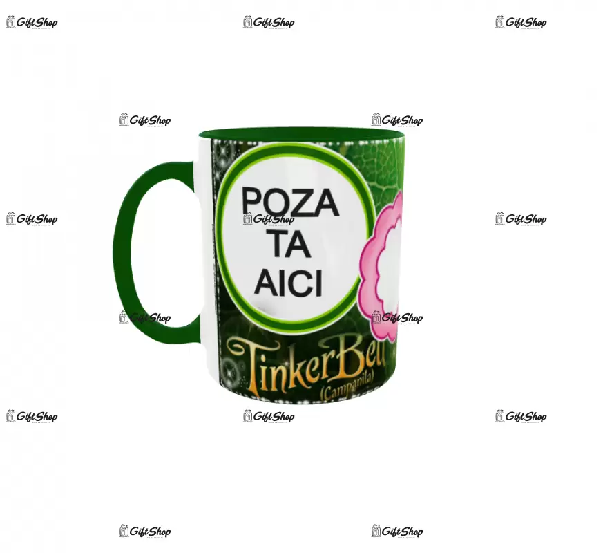 Tinker bell, model 2, cana din ceramica, 330ml, personalizata cu poza si text