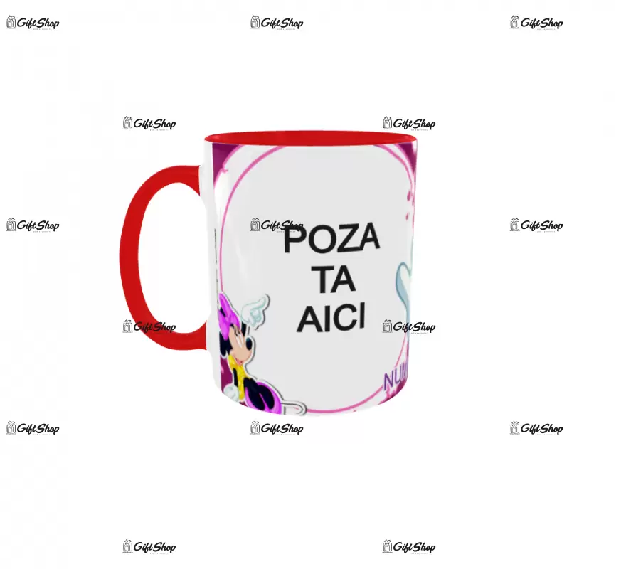 Minnie mouse, model 1, cana din ceramica, 330ml, personalizata cu poza si text