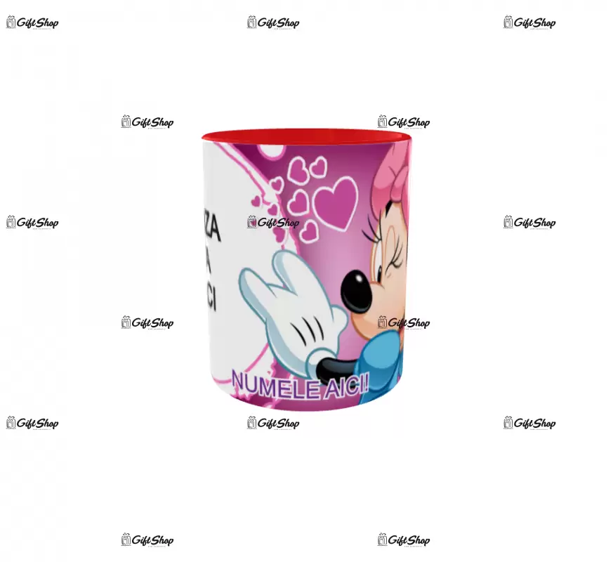 Minnie mouse, model 1, cana din ceramica, 330ml, personalizata cu poza si text