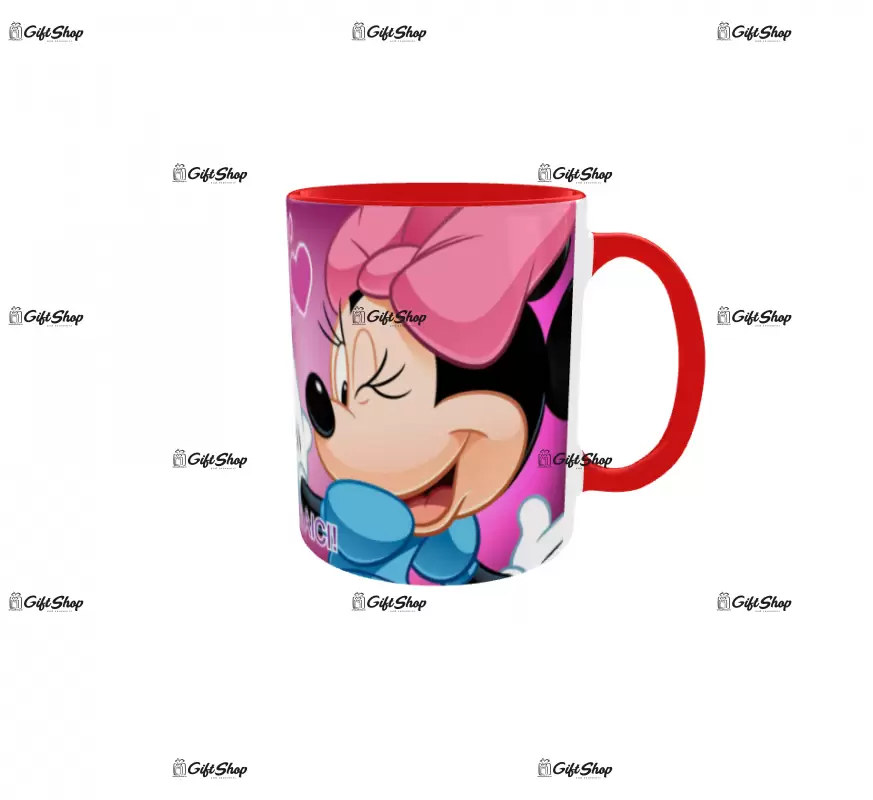 Minnie mouse, model 1, cana din ceramica, 330ml, personalizata cu poza si text