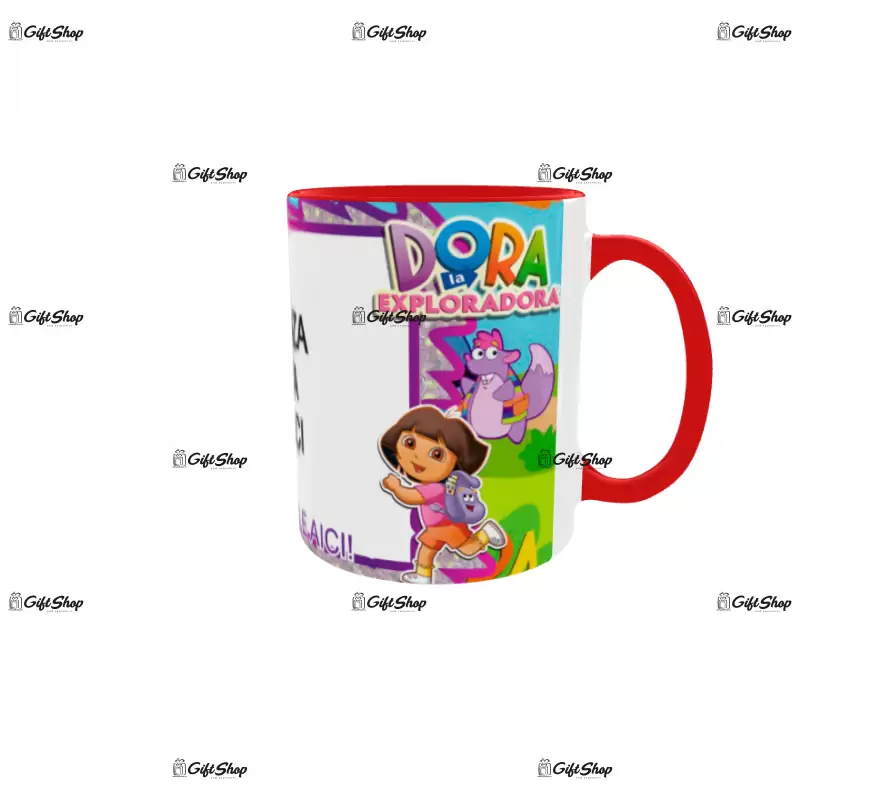 Dora, model 1, cana din ceramica, 330ml, personalizata cu poza si text