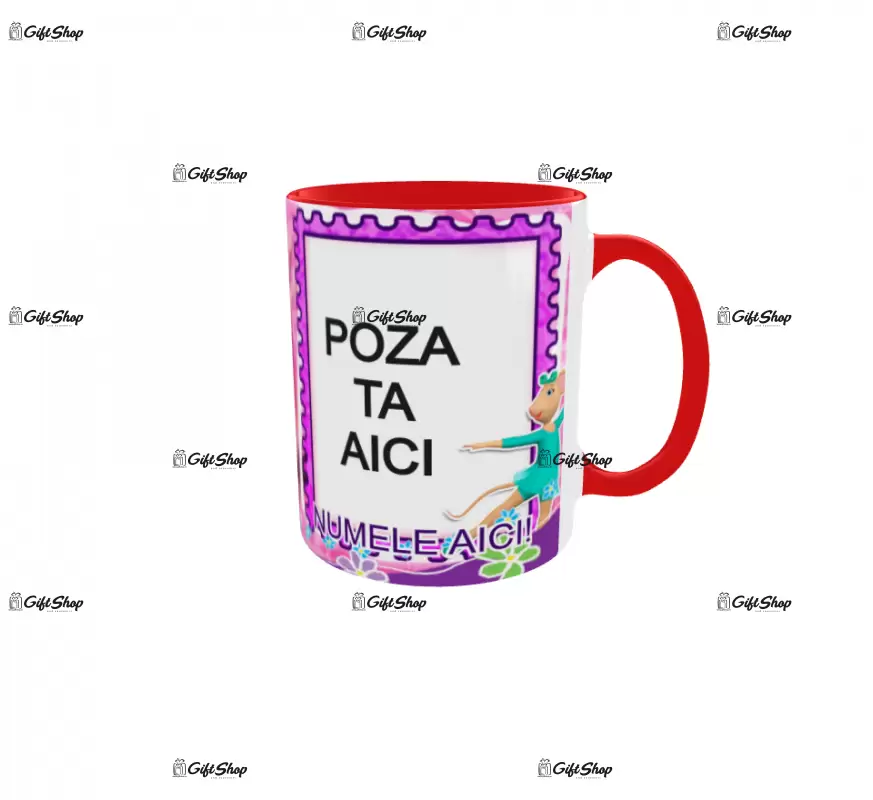 Angelina balerina, model 1, cana din ceramica, 330ml, personalizata cu poza si text