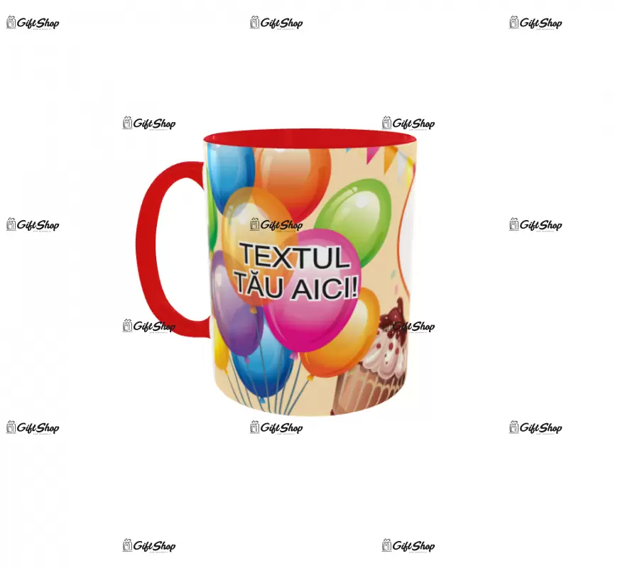 Happy birthday, model 4, cana din ceramica, 330ml, personalizata cu poza si text