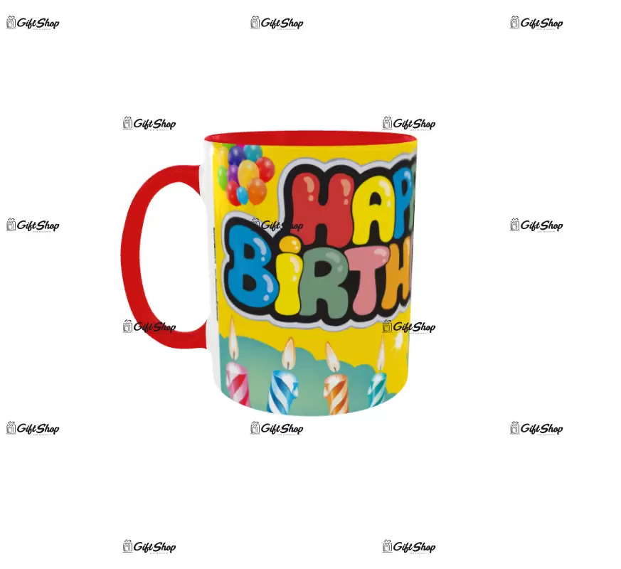 Happy birthday, model 6, cana din ceramica, 330ml, personalizata cu poza si text