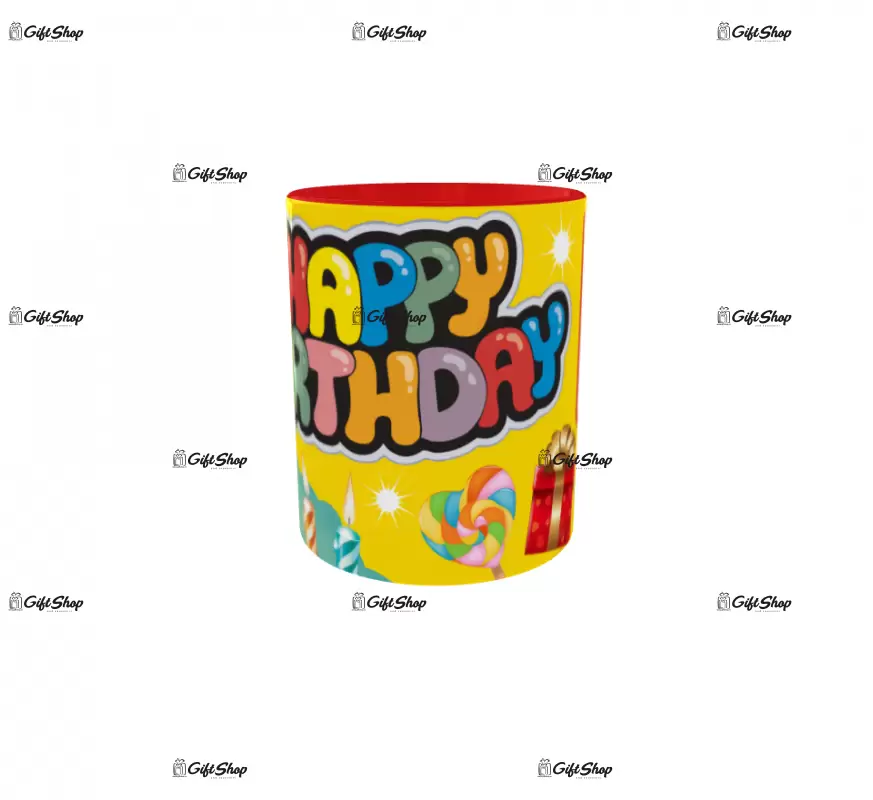 Happy birthday, model 6, cana din ceramica, 330ml, personalizata cu poza si text