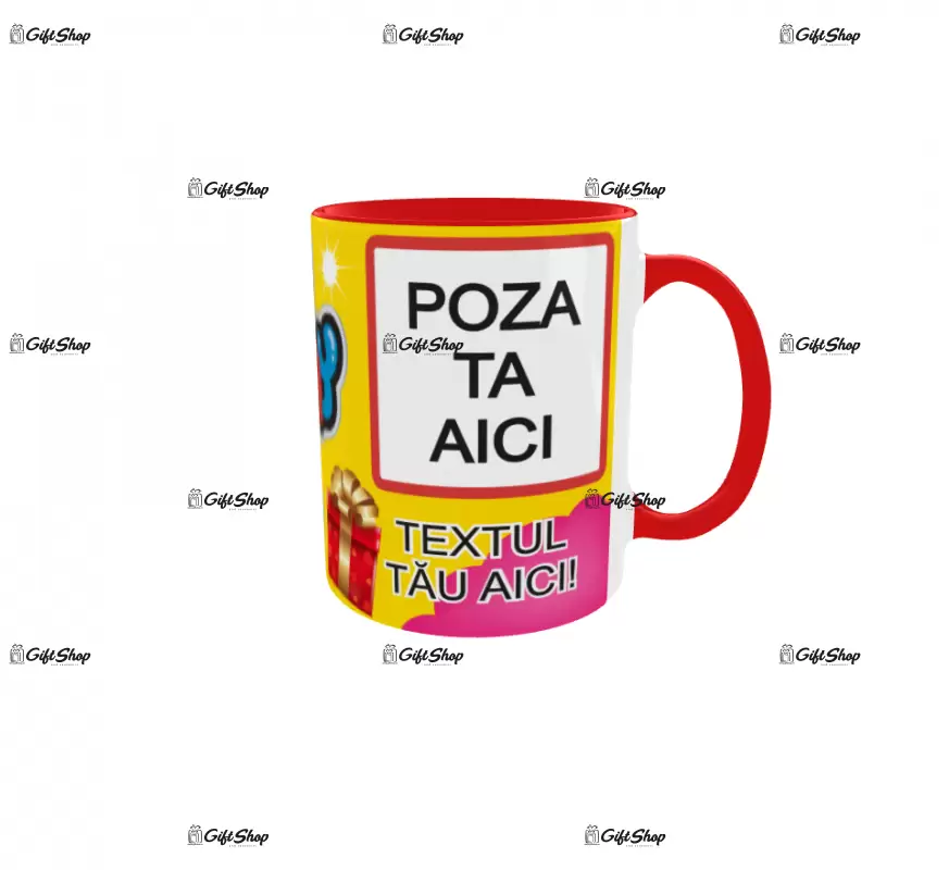 Happy birthday, model 6, cana din ceramica, 330ml, personalizata cu poza si text