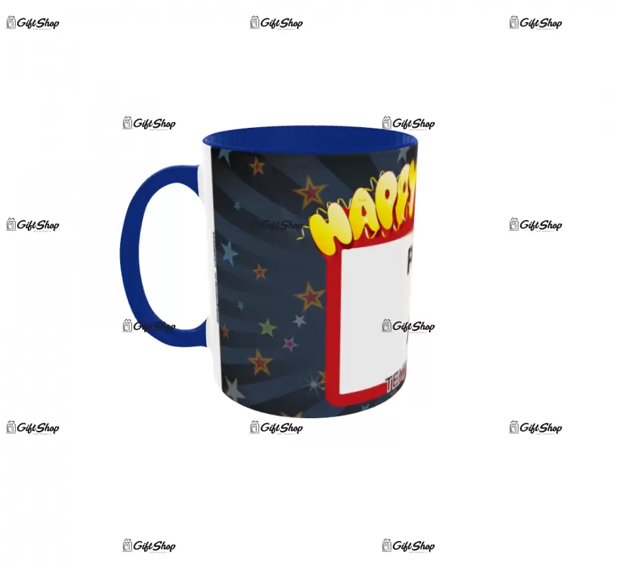 Happy birthday, model 8, cana din ceramica, 330ml, personalizata cu poza si text