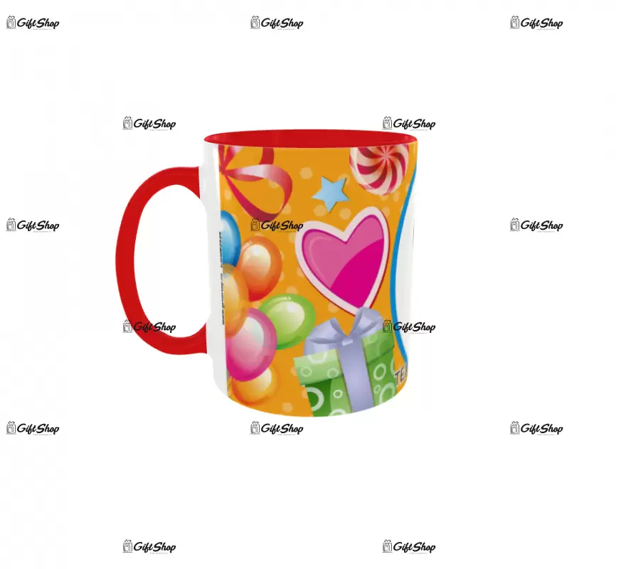 Happy birthday, model 10, cana din ceramica, 330ml, personalizata cu poza si text