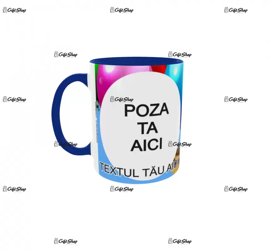 Happy birthday, model 13, cana din ceramica, 330ml, personalizata cu poza si text