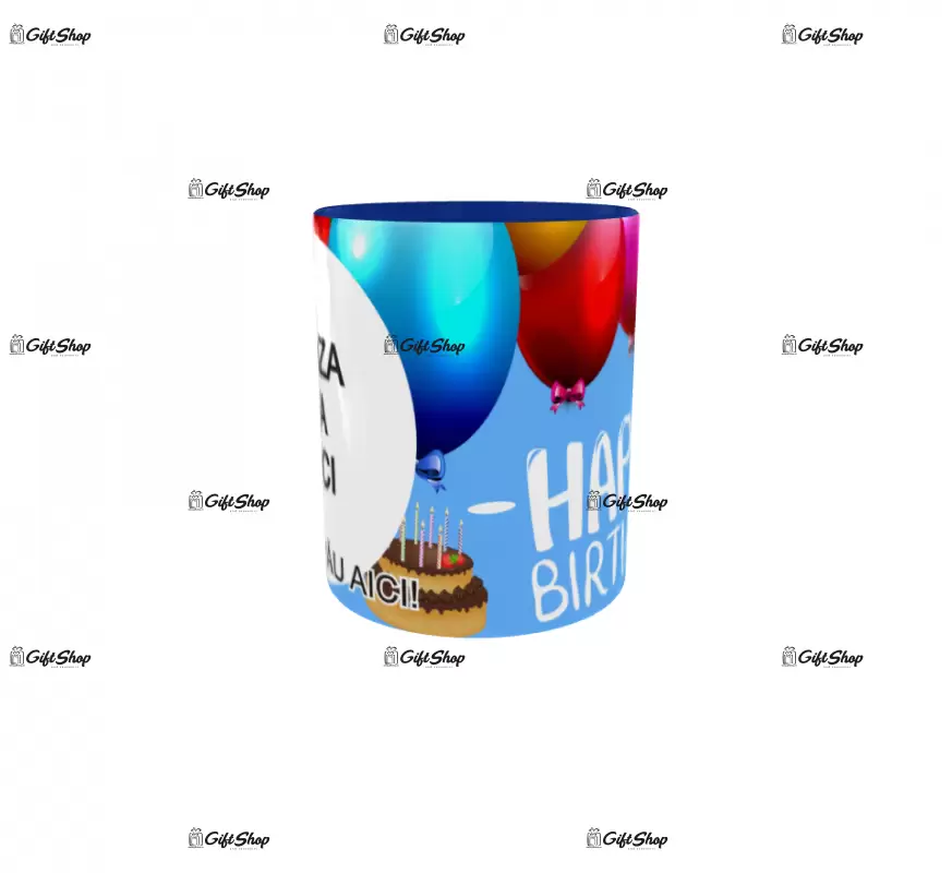 Happy birthday, model 13, cana din ceramica, 330ml, personalizata cu poza si text