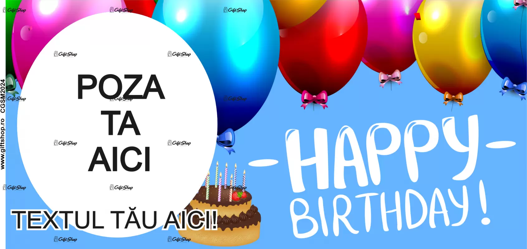 Happy birthday, model 13, cana din ceramica, 330ml, personalizata cu poza si text