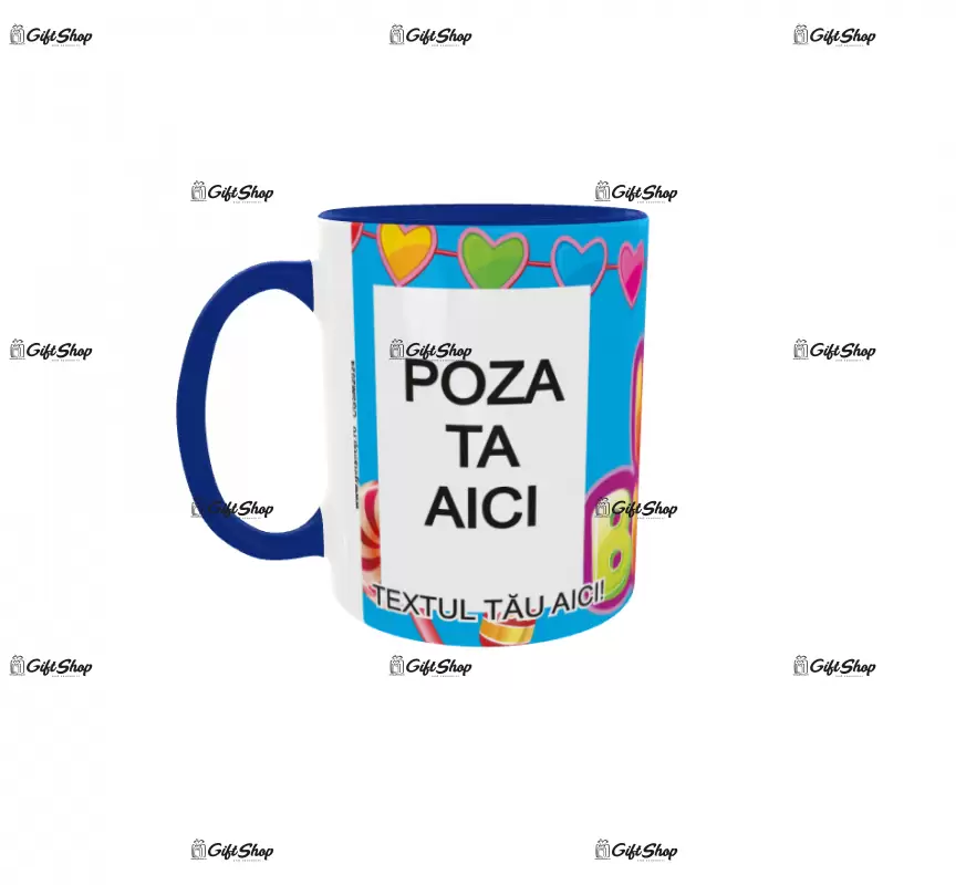 Happy birthday, model 14, cana din ceramica, 330ml, personalizata cu poza si text