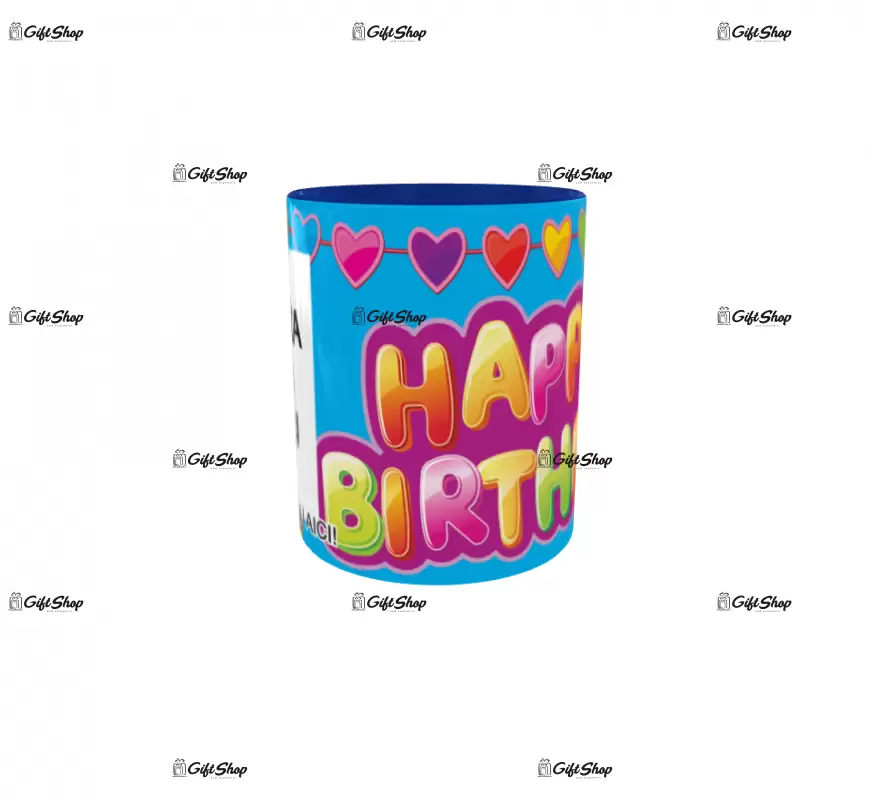 Happy birthday, model 14, cana din ceramica, 330ml, personalizata cu poza si text
