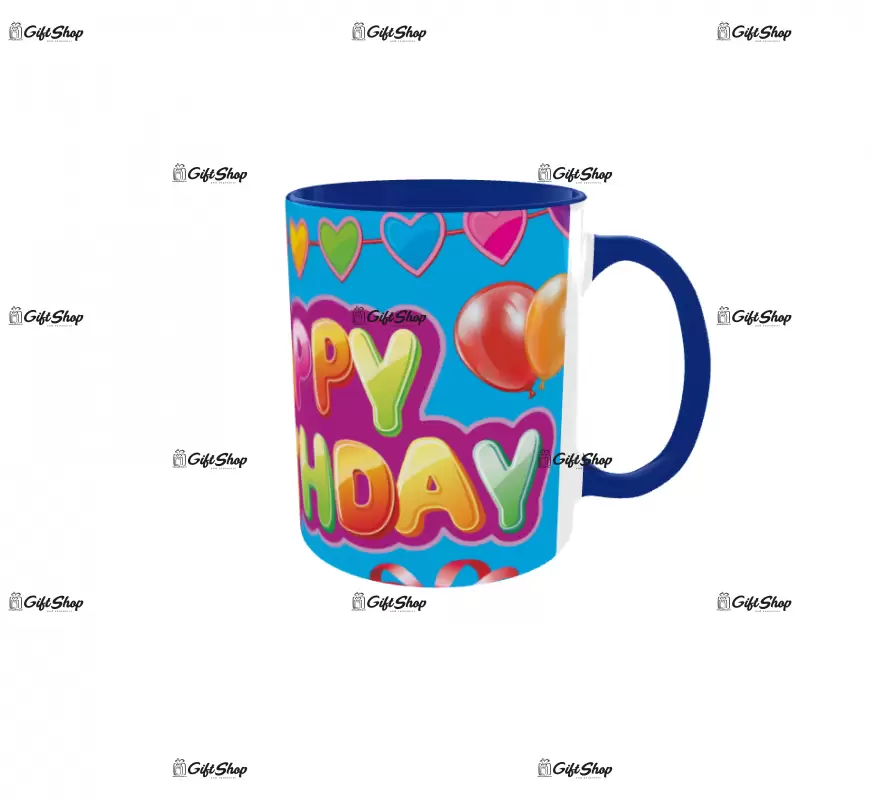 Happy birthday, model 14, cana din ceramica, 330ml, personalizata cu poza si text