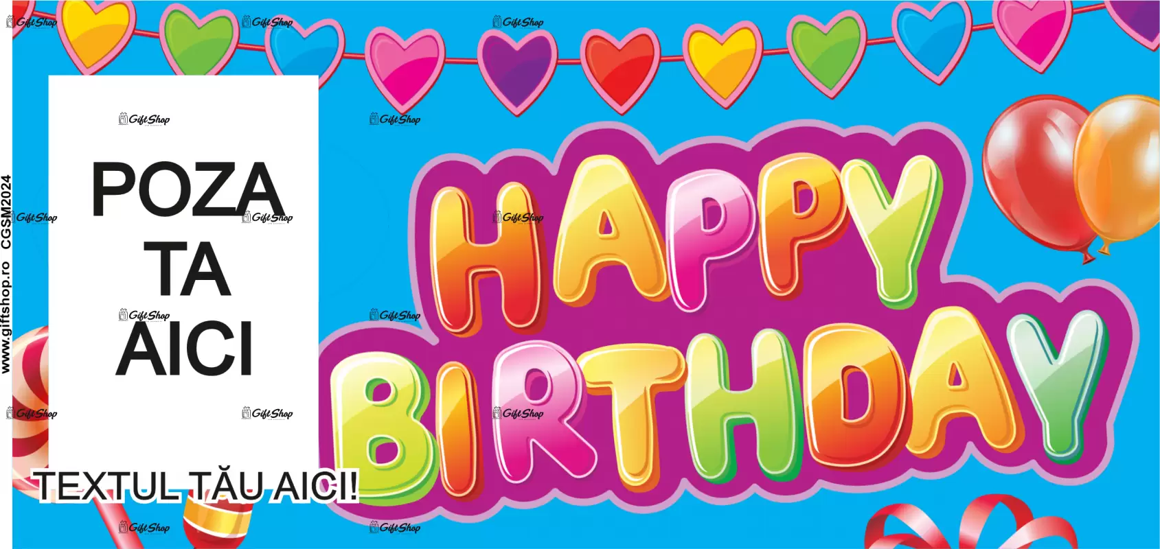 Happy birthday, model 14, cana din ceramica, 330ml, personalizata cu poza si text