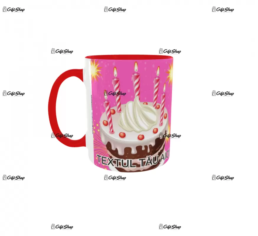 Happy birthday, model 15, cana din ceramica, 330ml, personalizata cu poza si text