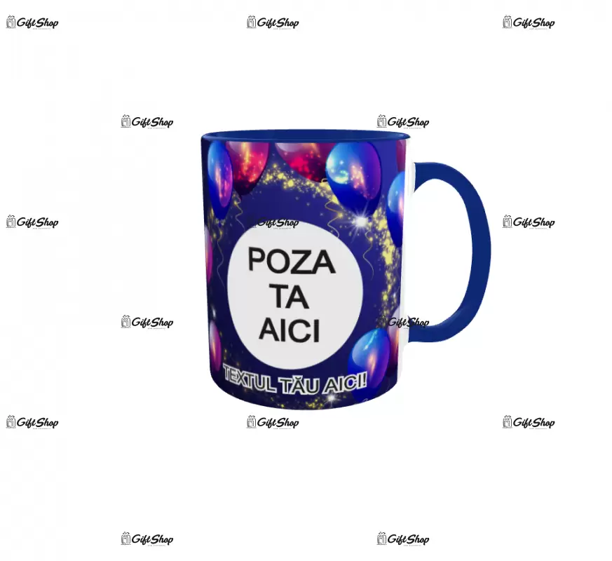 Happy birthday, model 16, cana din ceramica, 330ml, personalizata cu poza si text
