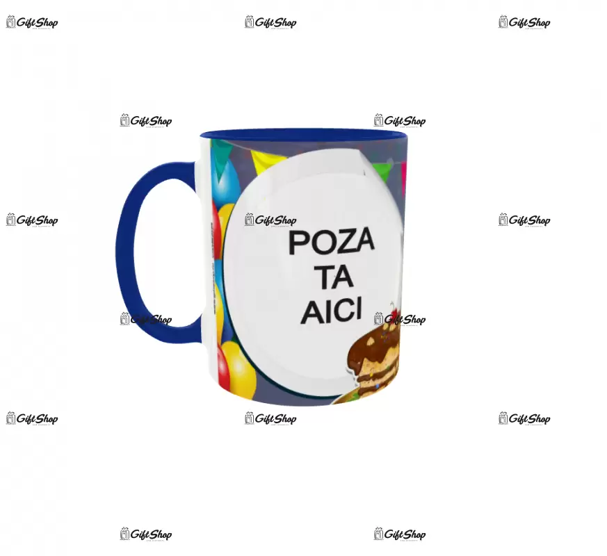 Happy birthday, model 17, cana din ceramica, 330ml, personalizata cu poza si text