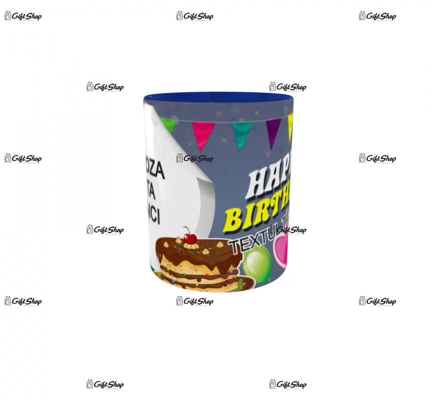 Happy birthday, model 17, cana din ceramica, 330ml, personalizata cu poza si text