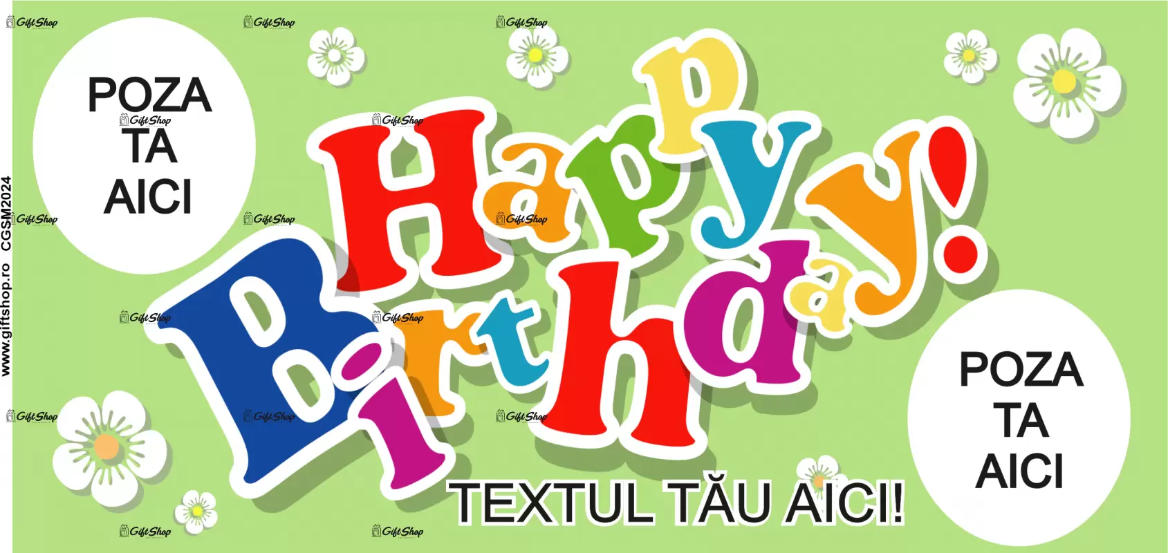 Happy birthday, model 18, cana din ceramica, 330ml, personalizata cu poza si text