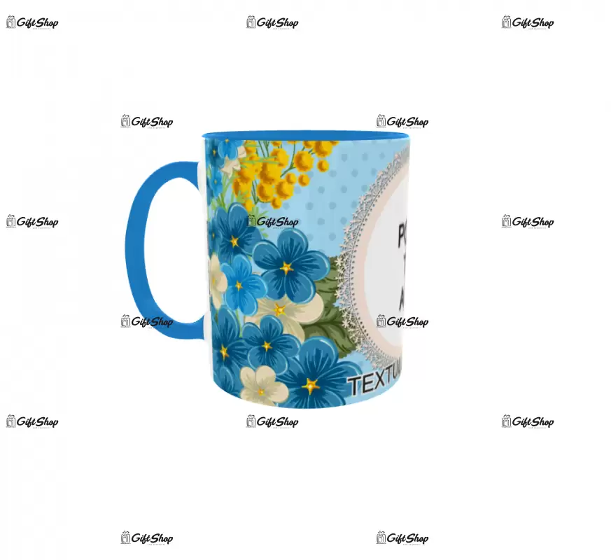 Albastrele, model  1, cana din ceramica, 330ml, personalizata cu poza si text