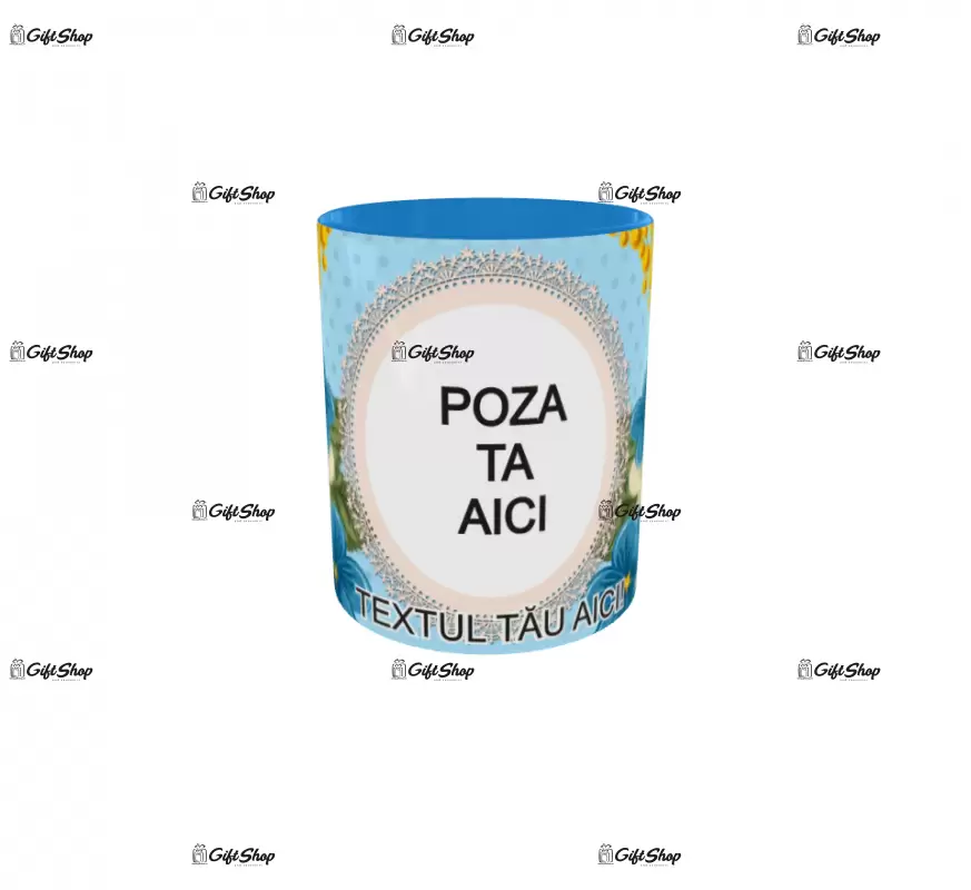 Albastrele, model  1, cana din ceramica, 330ml, personalizata cu poza si text
