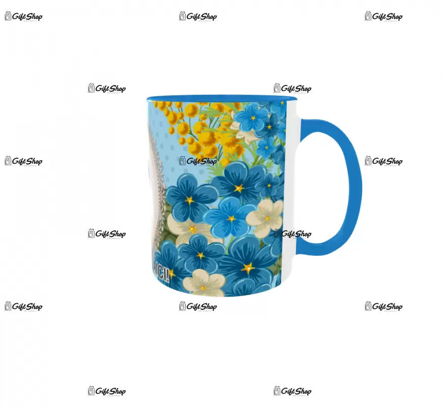 Albastrele, model  1, cana din ceramica, 330ml, personalizata cu poza si text