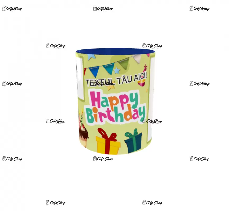 Happy birthday, model 19, cana din ceramica, 330ml, personalizata cu poza si text
