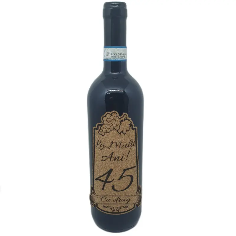 La multi ani 45 editie limitata, eticheta pluta cu mesaj