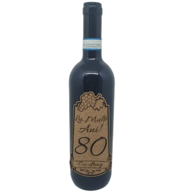 La multi ani 80 editie limitata, eticheta pluta cu mesaj