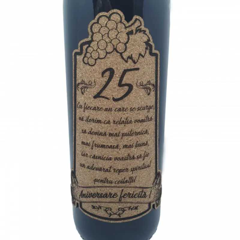 Aniversare fericita 25 de ani, eticheta pluta cu mesaj