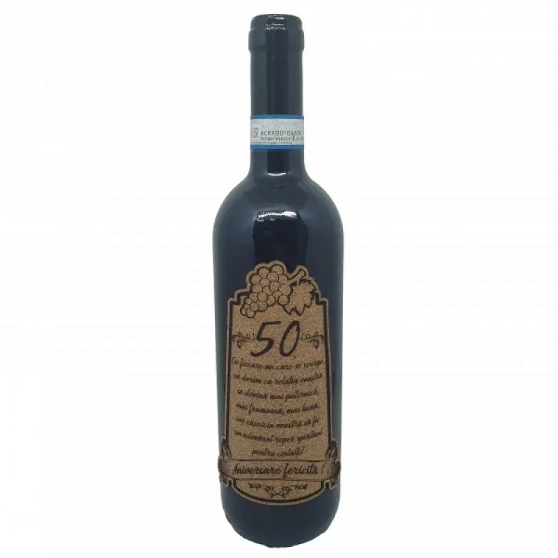 Aniversare fericita 50 de ani, eticheta pluta cu mesaj