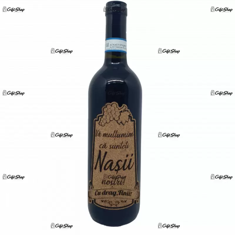 Va multumim ca sunteti nasii nostri, editie limitata, vin rosu cabernet sauvignon, demisec, 750ml, 13.5% alcool