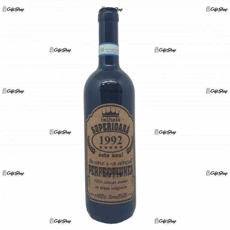 1992 este anul in care s-a nascut perfectiunea, editie limitata, vin rosu cabernet sauvignon, demisec, 750ml, 13.5% alcool