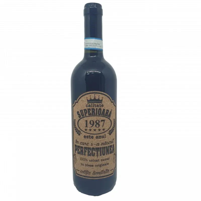 1987 este anul in care s-a nascut perfectiunea, eticheta pluta cu mesaj