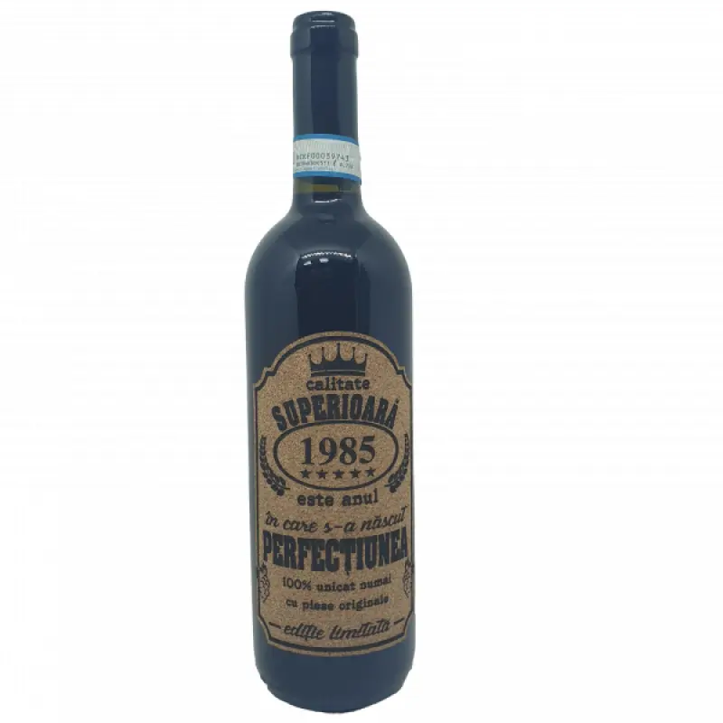 1985 este anul in care s-a nascut perfectiunea, eticheta pluta cu mesaj