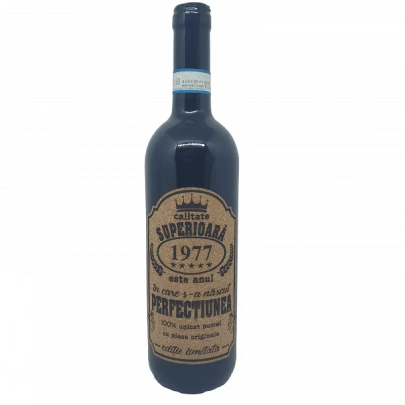 1977 este anul in care s-a nascut perfectiunea, eticheta pluta cu mesaj