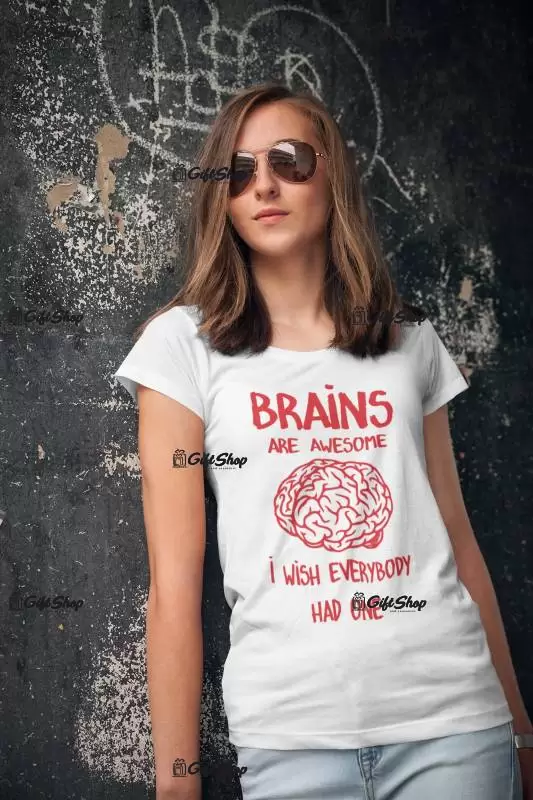 Brains are awesome, tricou cu mesaj f