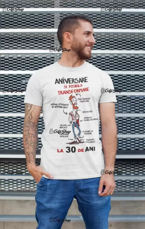 Aniversare si posibila transformare ( se adauga anul pentru grafica ), tricou cu mesaj