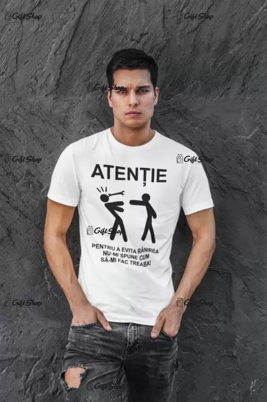 Atentie pentru a evita ranirea nu-mi spune cu sa-mi fac traba, tricou cu mesaj