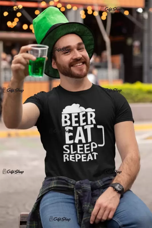 Beer eat sleep repeat , tricou cu mesaj