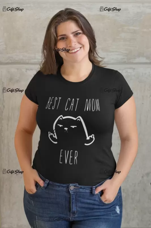 Best cat mom, tricou cu mesaj
