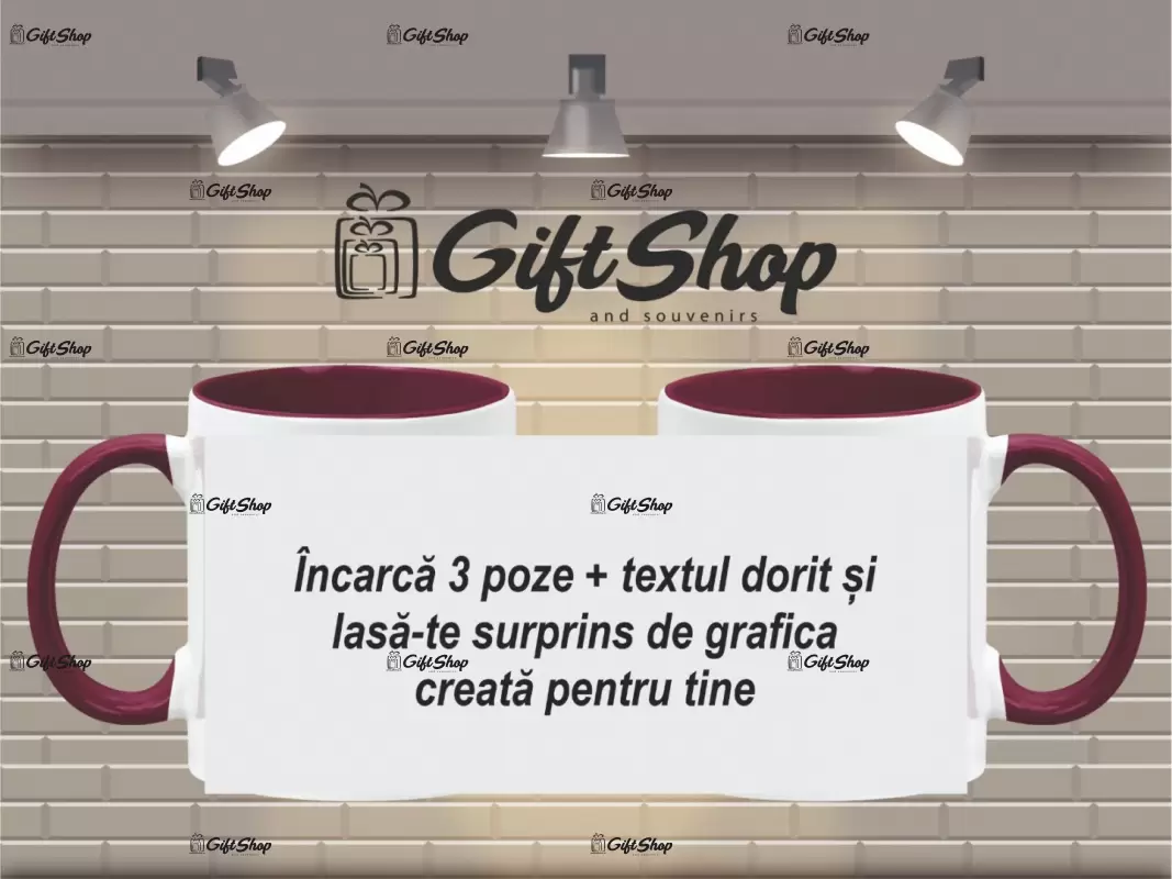 X cana personalizata din ceramica  interior si maner bordo