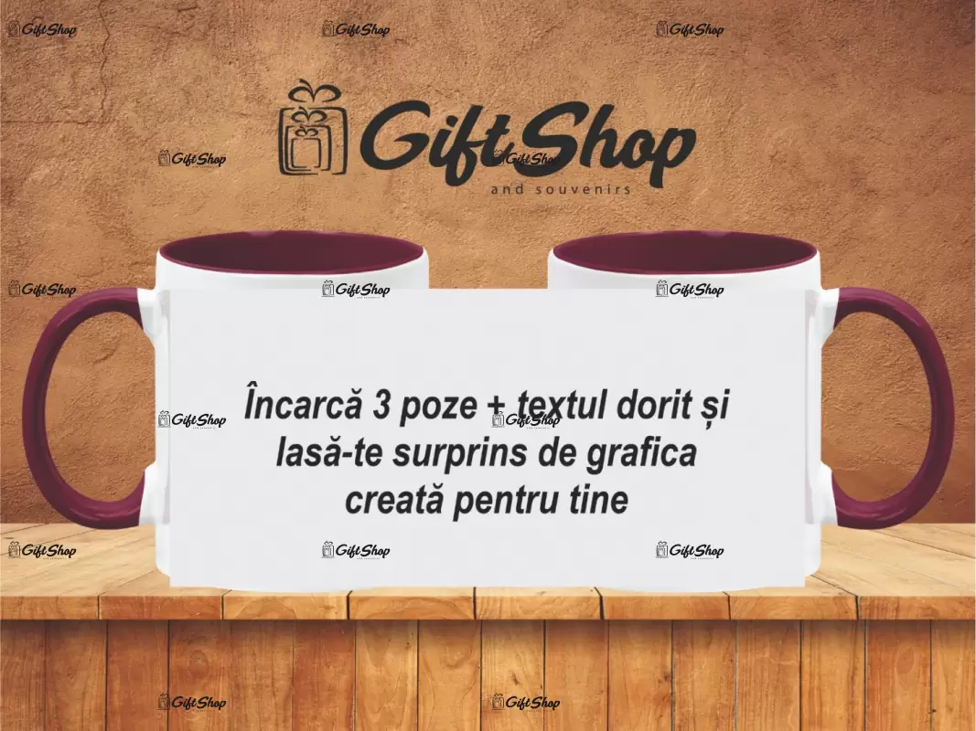 X cana personalizata din ceramica  interior si maner bordo