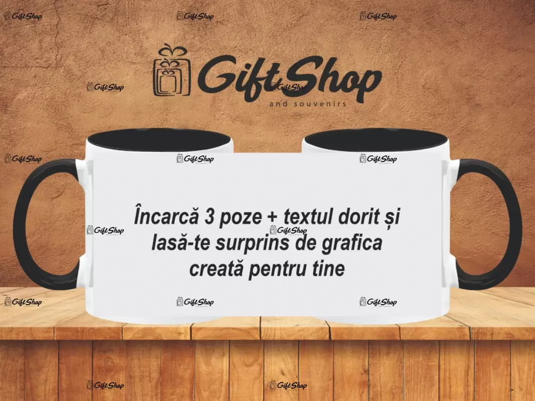 X cana personalizata din ceramica  interior si maner negru