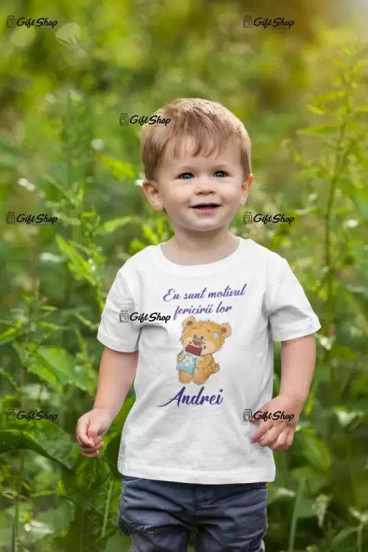 Eu sunt motivul fericirii lor, ( se adauga numele pentru grafica ), tricou cu mesaj